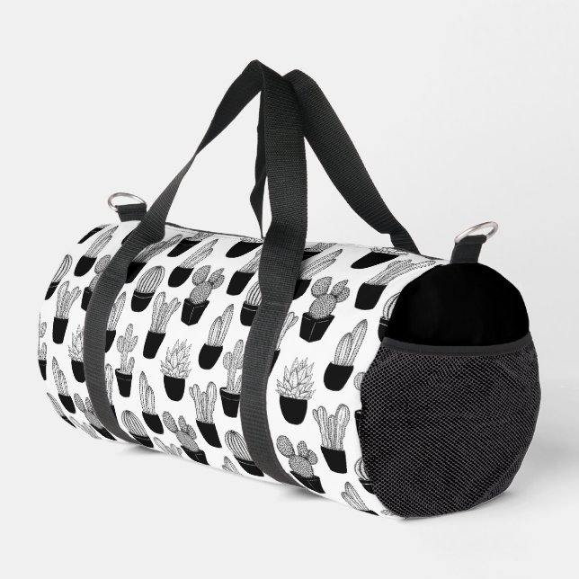 Cacti Line Art Muster Duffle Bag (Rechte Ecke)
