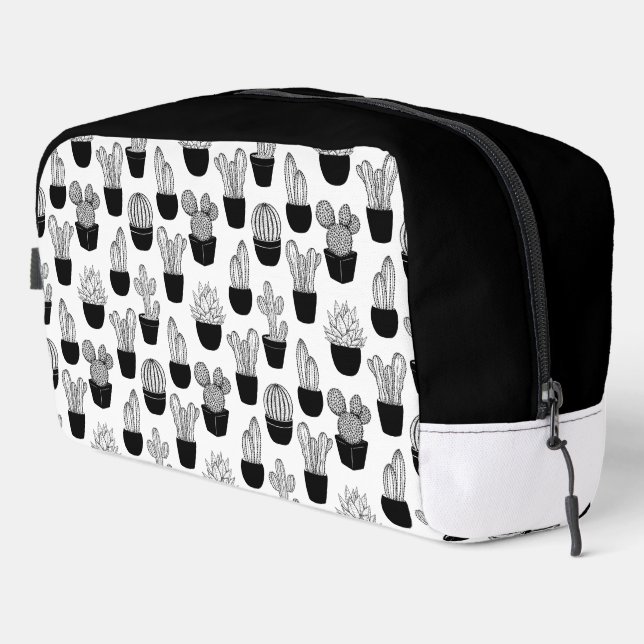 Cacti Line Art Muster Waschbeutel (Rechte Ecke)