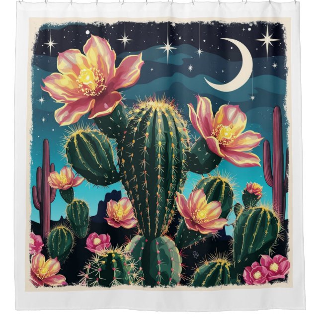 Cacti-Nachtgeschenk Duschvorhang (Vorderseite)