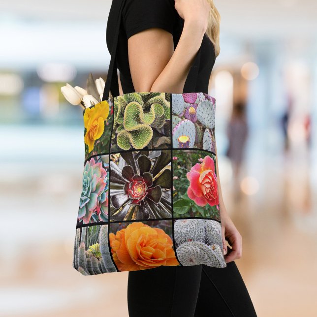 Cacti Rose Blume Fotografie Collage Modern Bold Tasche (Von Creator hochgeladen)