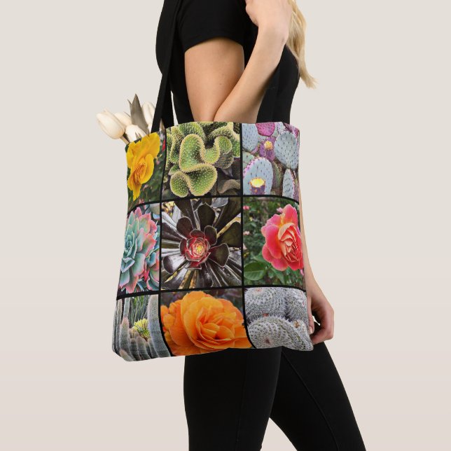 Cacti Rose Blume Fotografie Collage Modern Bold Tasche (Von Nahem)