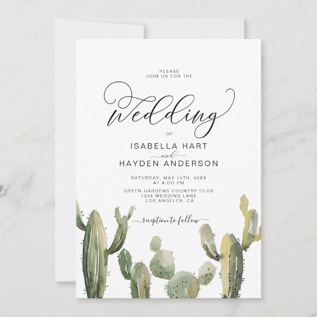 Cacti Succulents Cactus Boho Wüste Wedding Einladung (Vorderseite)