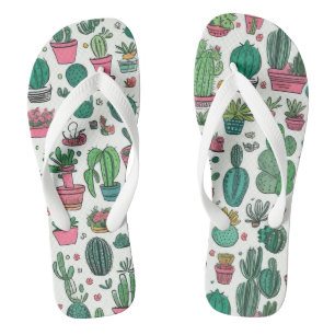Cacti Sukkulentes Muster Flip Flops