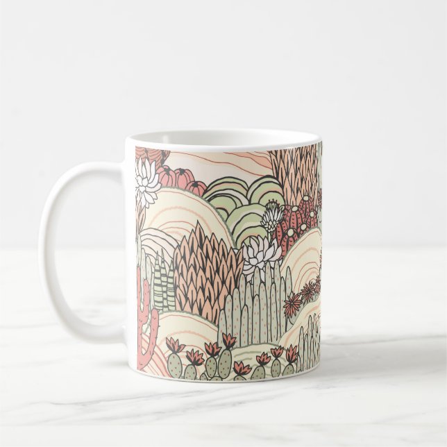 Cacti Sukkulturen Außenlandschaftsmuster Kaffeetasse (Links)