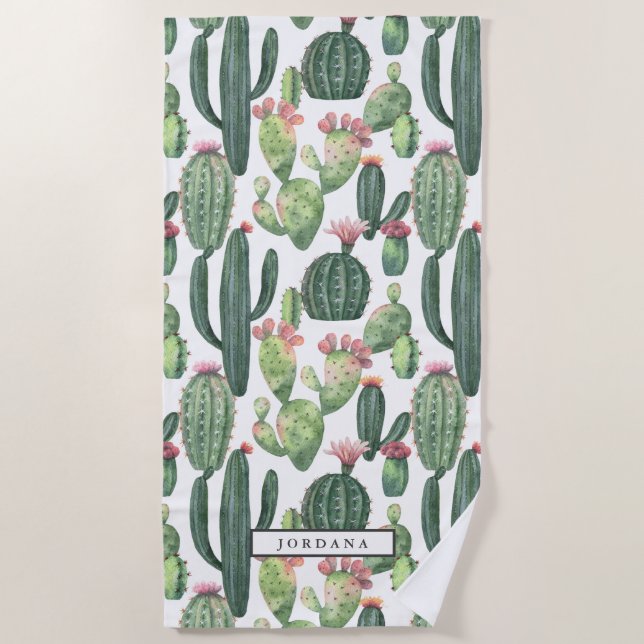 Cacti-Wüste-Thema Personalisiert Strandtuch (Vorderseite)