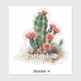 Cactophile Flowering Cactus Custom-Cut Vinyl Aufkleber