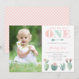 Cactus 1er Anniversaire Invitations pour Fille, Pa