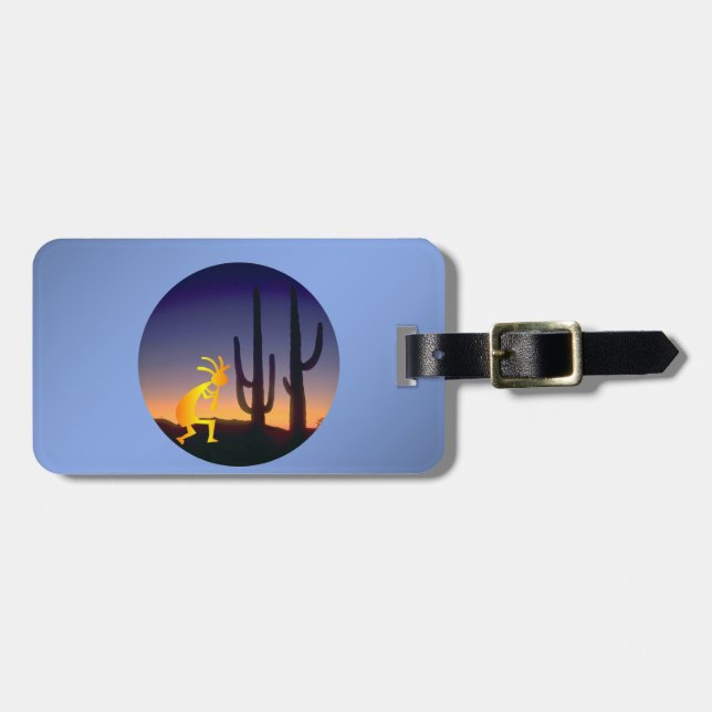 Cactus and Kokopelli Round Gepäckanhänger (Vorderseite horizontal)