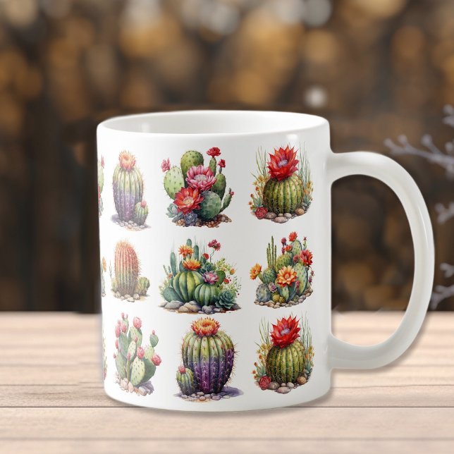 Cactus Aquarelle Motif Café Mug (Créateur téléchargé)