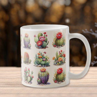 Cactus Aquarelle Motif Café Mug