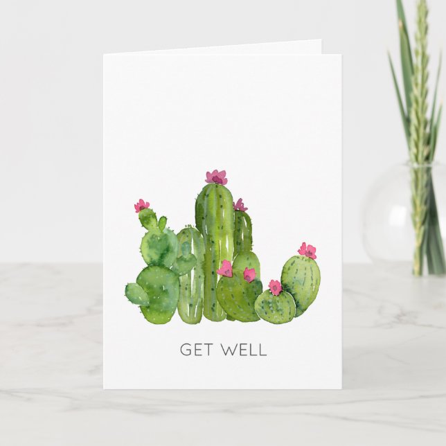 Cactus Art Blume ERHALTEN BALD Wüstenfreude Karte (Vorderseite)