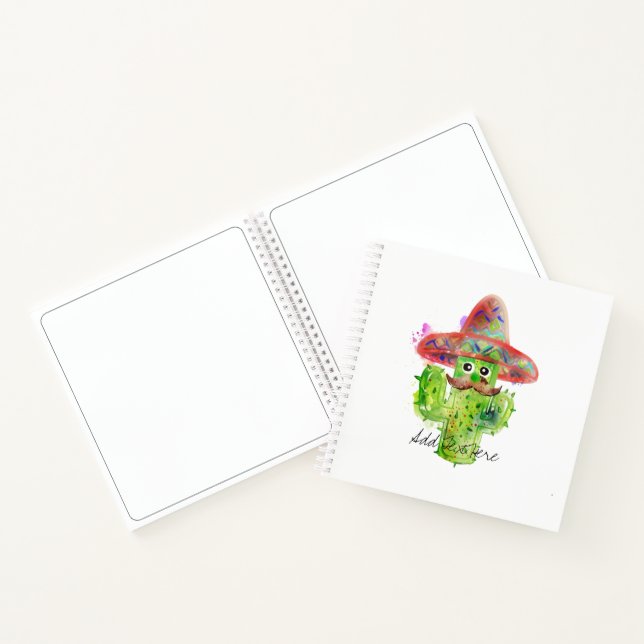 Cactus Art Mustache Hat Fiesta ADD TEXT Fun Notizbuch (Innenseite)