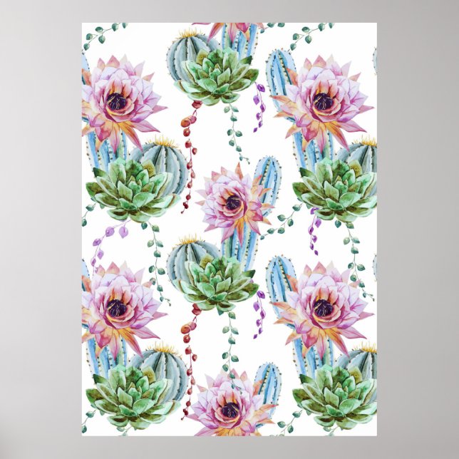 Cactus Art Pattern Poster (Vorne)