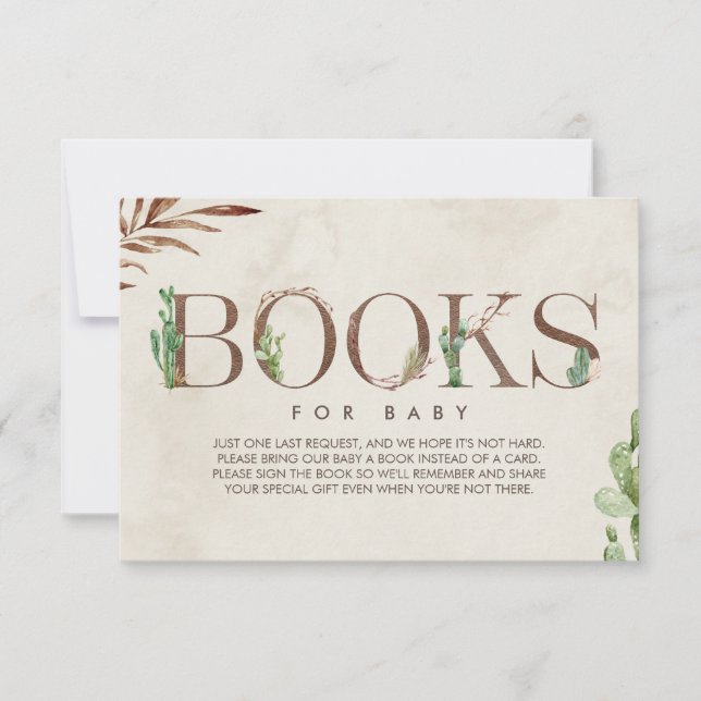 Cactus Baby Shower Book Request Card Einladung (Vorderseite)