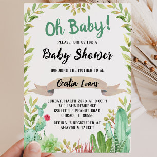 Cactus Baby Shower Einladung