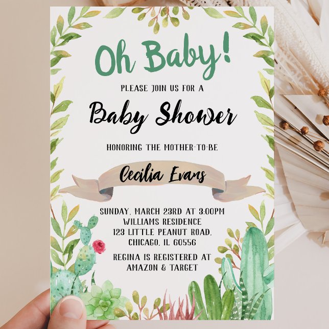 Cactus Baby Shower Einladung (Von Creator hochgeladen)