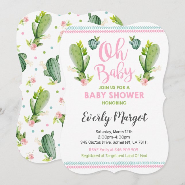 Cactus Baby Shower Invitation Sukkulente Dusche Einladung (Vorne/Hinten)