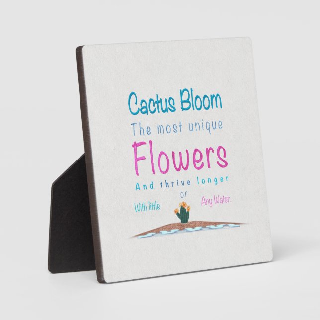Cactus Bloom Caption Fotoplatte (Vorderseite)