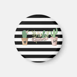 Cactus Blume Schwarz-weiß Stripes Magnet