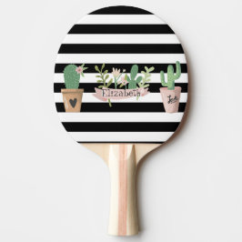 Cactus Blume Schwarz-weiß Stripes Tischtennis Schläger