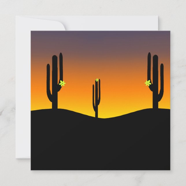 Cactus Blume Sunset Einladung (Vorderseite)
