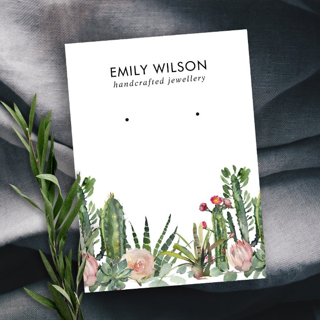 CACTUS BLUSH PROTEA FOLIAGE STUD EARRING DISPLAY B VISITENKARTE (Von Creator hochgeladen)