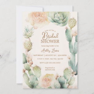 Cactus Boho Blumenwüste Neutrale Vegetation Einladung