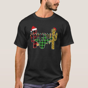 Cactus Buffalo Kariert Leopard Weihnachtsmatte T-Shirt