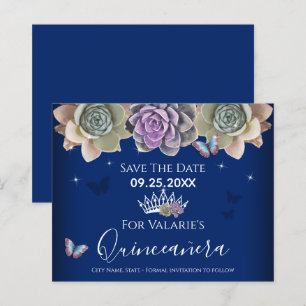 Cactus Butterfly Elegant Quinceanera Save the Date