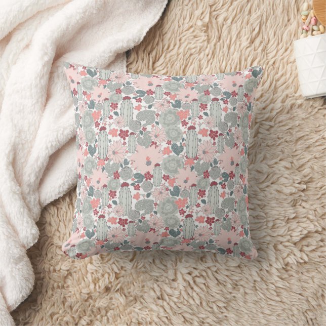 Cactus Cacti Pink Mint Succulents Desert Blume Kissen (Decke)