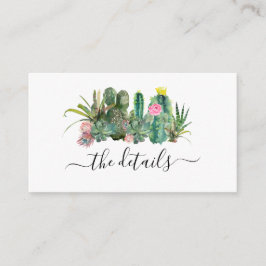 Cactus Cacti Succulent Floral Wedding Details Begleitkarte
