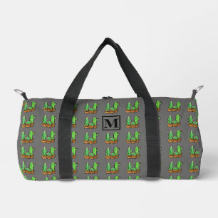 Cactus cacti succulents muster grau monogram Sli Duffle Bag