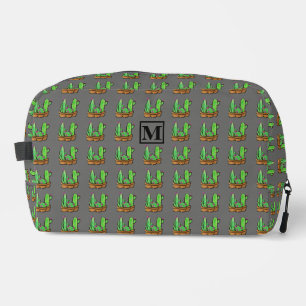 Cactus cacti succulents muster grau monogram Sli Waschbeutel