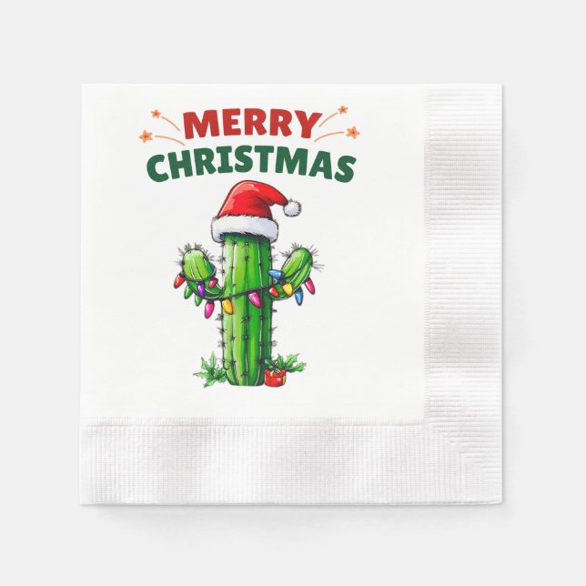 Cactus Christmas Hat Xmas Serviette (Vorderseite)