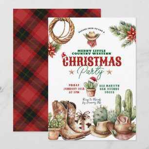 Cactus Christmas Karierter Western Weihnachten Par Einladung