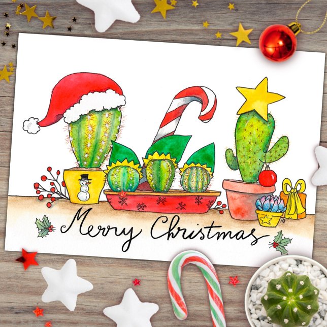 Cactus Christmas postcard von Nicole Janes Postkarte (Von Creator hochgeladen)