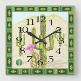 Cactus Clock im Südwesten Quadratische Wanduhr