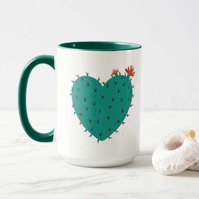 Cactus Coeur Café Mug (Avec donut)