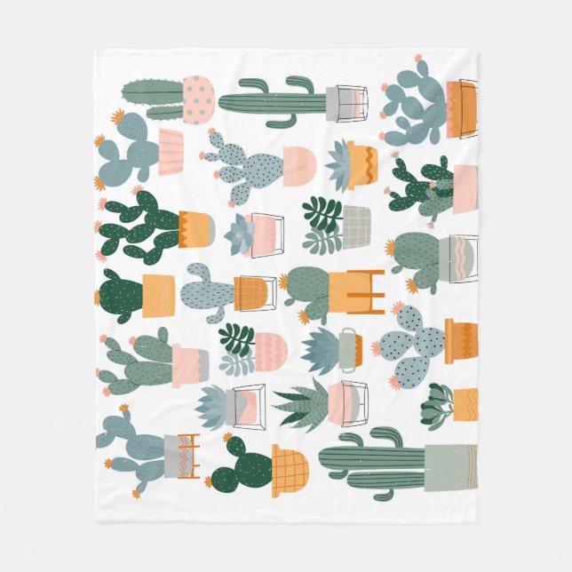 Cactus Collection in Pots Design Fleecedecke (Vorderseite)