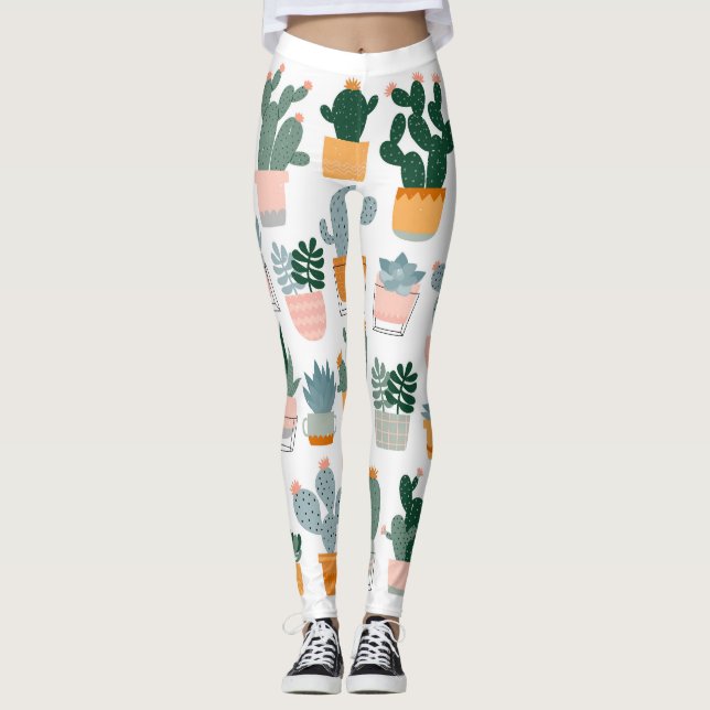 Cactus Collection in Pots Design Leggings (Vorderseite)