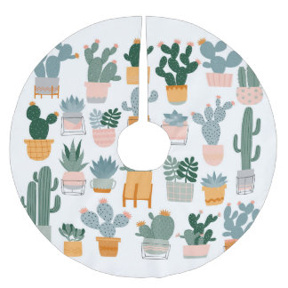 Cactus Collection in Pots Design Polyester Weihnachtsbaumdecke