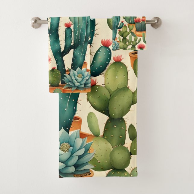 Cactus coloré aquarelle art (En situation)