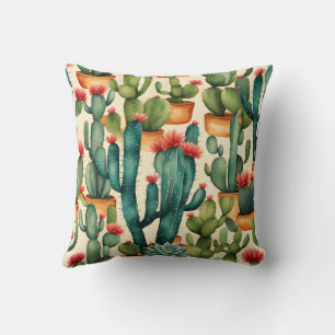 Cactus Colorful Watercolor Art Kissen