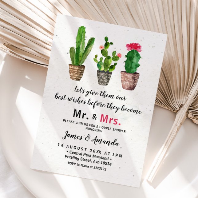 Cactus Couple Shower Mr. und Mrs. Cactus Floral Einladung (Von Creator hochgeladen)