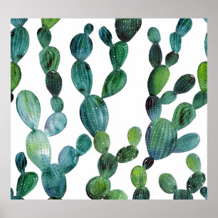 Cactus Craze: Tropical Watercolor Trend Poster