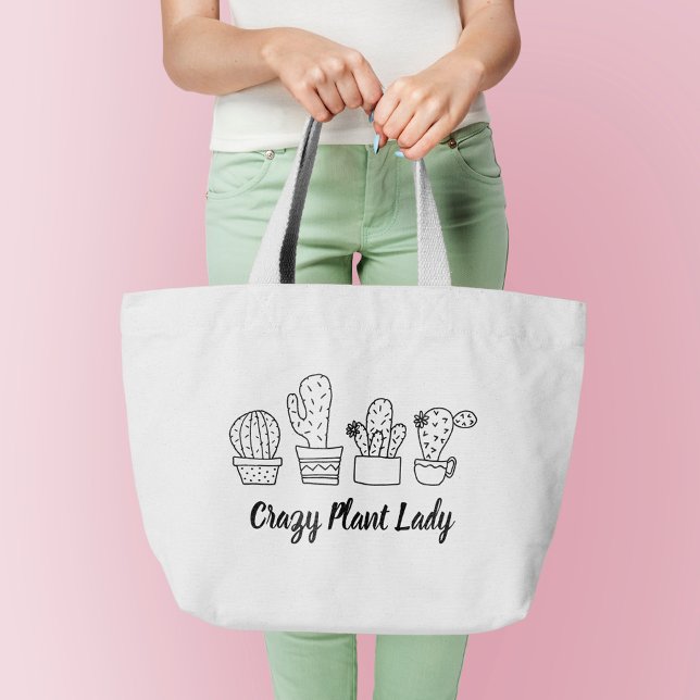 Cactus - Crazy Pflanze Lady Jumbo Stoffbeutel (Von Creator hochgeladen)