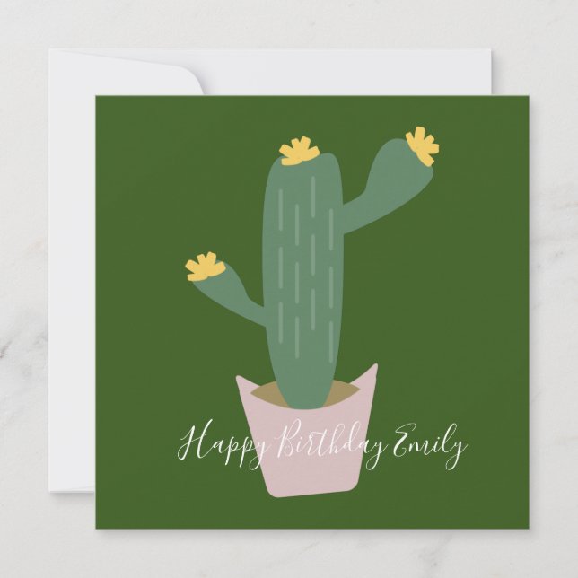 Cactus Cupcake Illustration Geburtstag (Vorderseite)