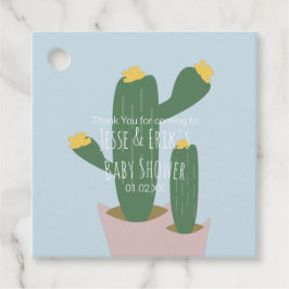 Cactus Cupcakes Kinderdusche Danke Blue Pink Geschenkanhänger