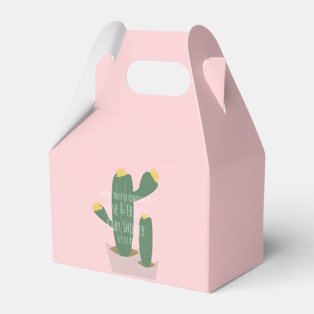 Cactus Cupcakes Kinderdusche Danke Blue Pink Geschenkschachtel (Vorderseite)