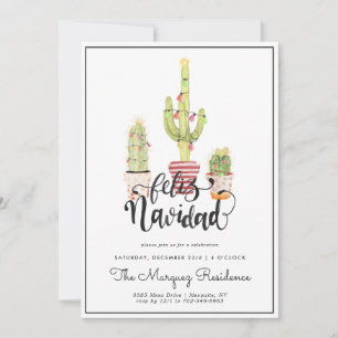 Cactus de Noël   Invitation Feliz Navidad Party